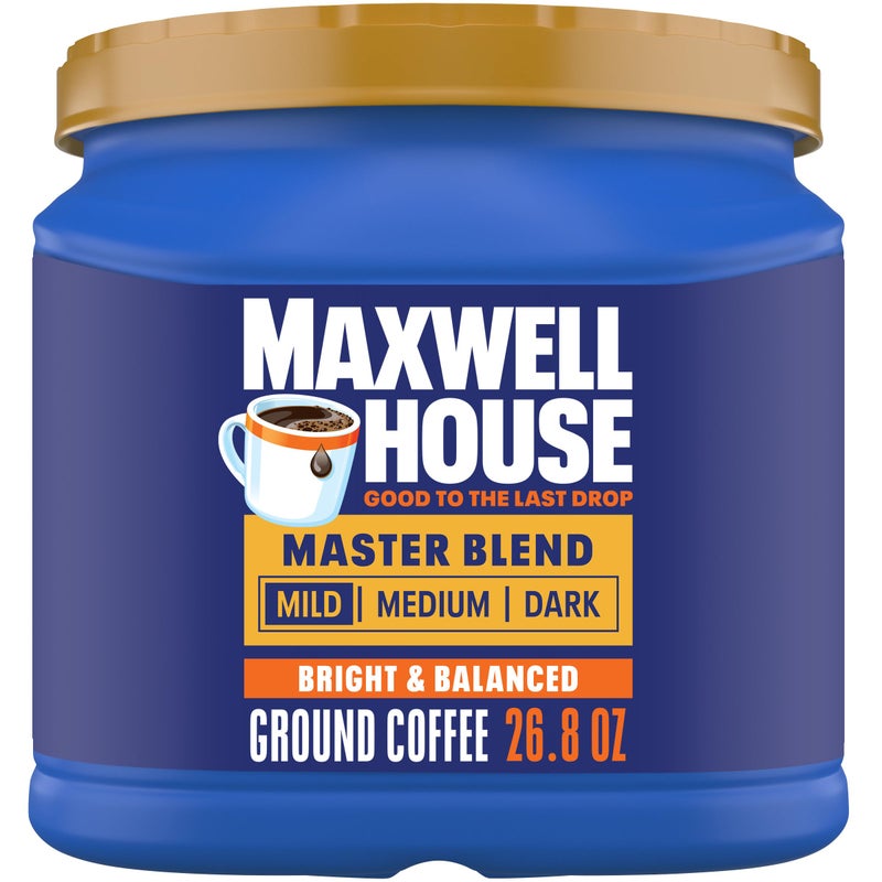 Maxwell House Master Blend Mild Roast Ground Coffee, 26.8 oz Canister - Image 1